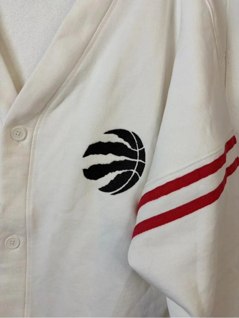 NBA Toronto Raptors Cardigan Sweatshirt Varsity Streetwear NWT Mens Medium White